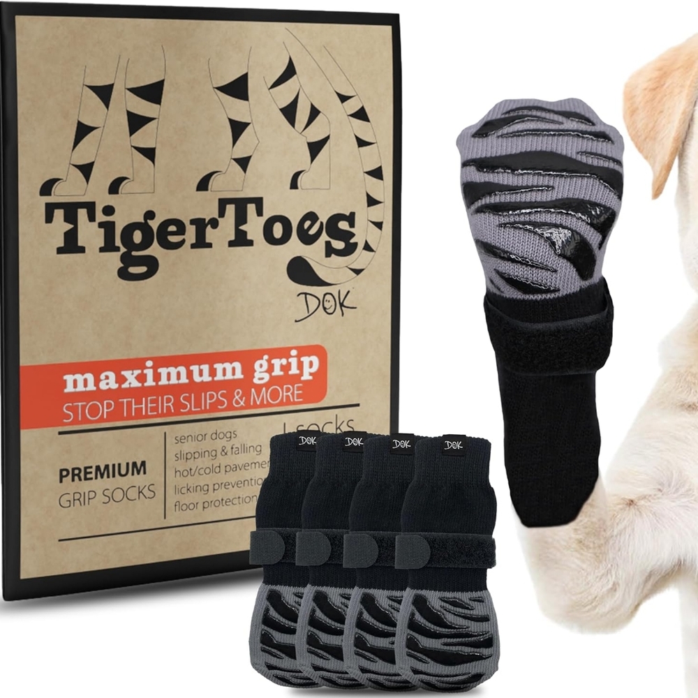 DOK TigerToes Premium Non-Slip Dog Socks Medium